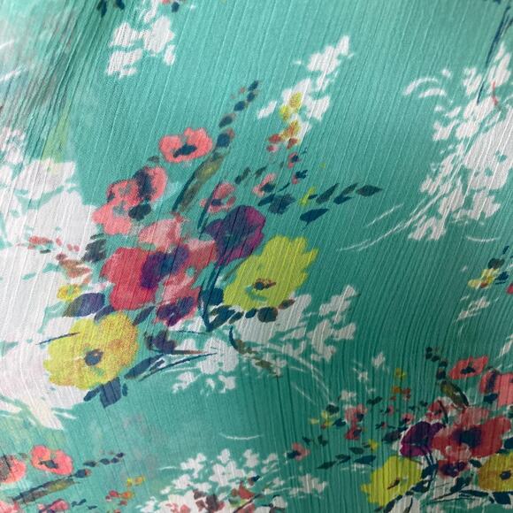 Lauren Conrad Paola Posey Green Floral Chiffon Spring/Summer Dress Size 14 - Picture 10 of 12